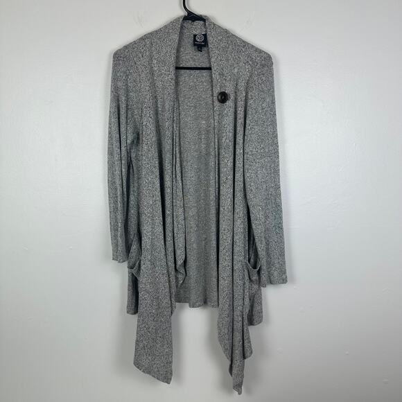 Bobeau Womens Lightweight Long Sleeve Button Heather Grey Open Cardigan Small - Picture 1 of 10